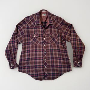 Vintage Pine Grove Shirt Mens Medium Brown Plaid Lined Flannel Button Workwear